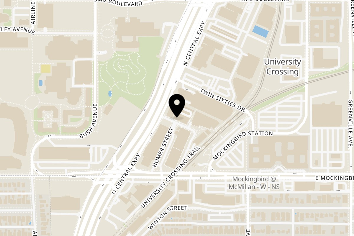Map showing the location of Dallas Grilled Cheese Co. on 5319 E Mockingbird Ln #120 in Dallas